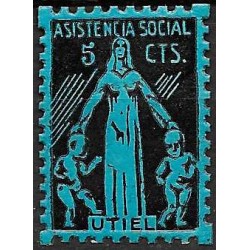 Viñeta. Utiel. Asistencia Social. 5 Céntimos (Nuevo, con señal de fijasellos)