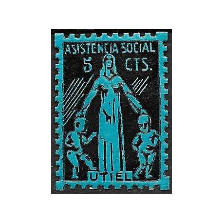 Viñeta. Utiel. Asistencia Social. 5 Céntimos (Nuevo, con señal de fijasellos)