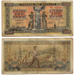 (119a) Grecia. 1942. 5000 Drachma (BC+)